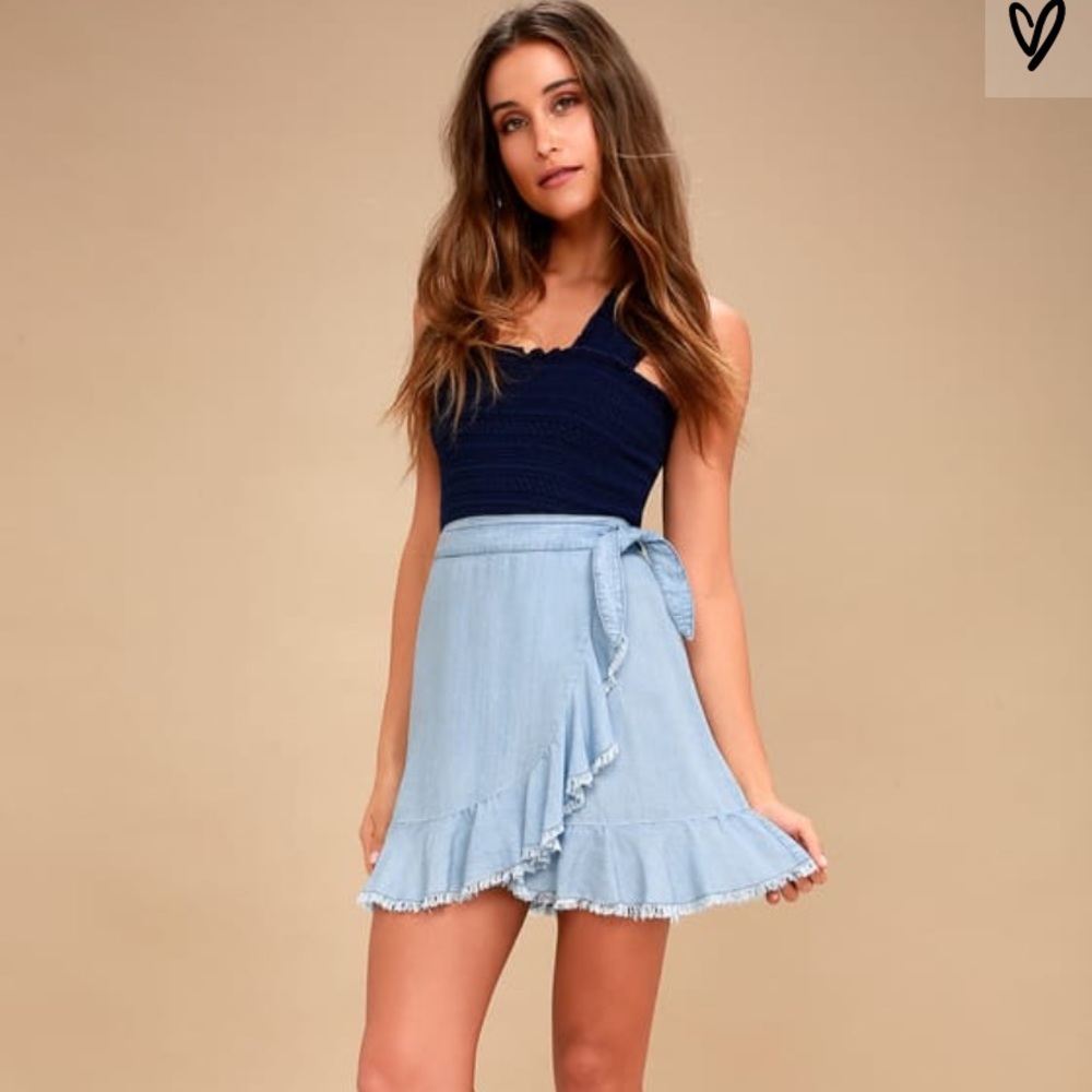 Jenelle Blue Chambray Wrap Skirt